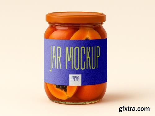 Papaya Jar Mockup Realistic Glass Packaging Template for Branding and Design Presentation 1706393510