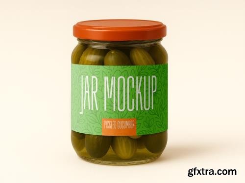 Pickled Cucumber Jar Mockup Realistic Glass Packaging Template 1706395202