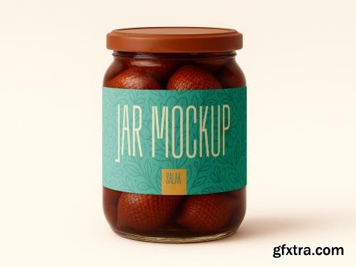 Glass Jar Mockup with Exotic Salak Fruit Realistic Packaging Template 1706392132