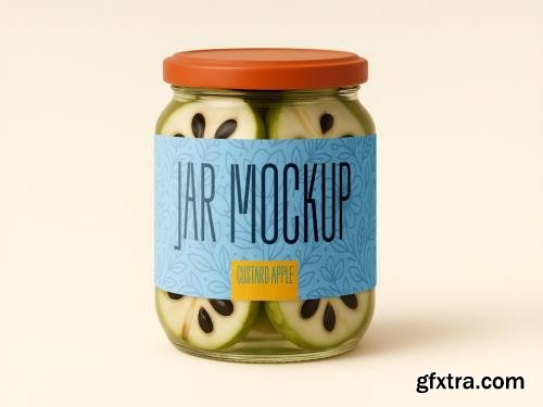 Custard Apple Jar Mockup Realistic Glass Packaging Template 1706392229