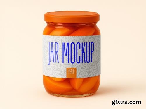 Peach Jar Mockup Realistic Glass Packaging Template 1706390979