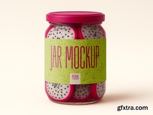 Realistic Pitaya Jar Mockup with Fresh Sliced Fruit 1706389952