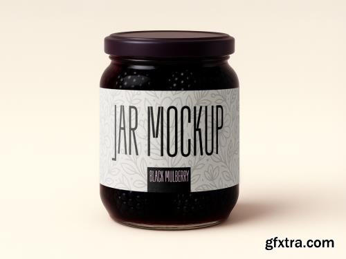 Black Mulberry Jar Mockup Realistic Glass Packaging Template 1706390656