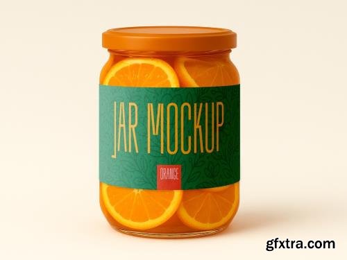 Orange Fruit Jar Mockup with Realistic Glass Packaging Design 1706389543