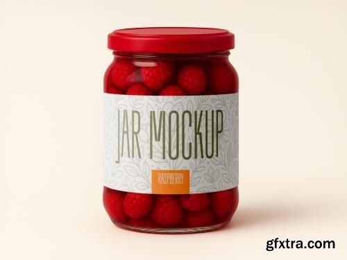 Raspberry jar mockup realistic glass container with lid for packaging and branding design 1702682979