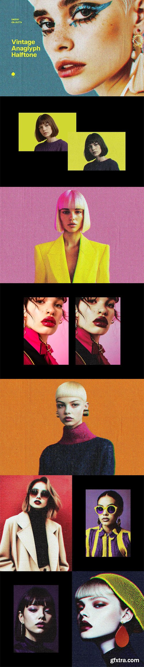 Vintage Anaglyph Halftone Photo Effect for Photoshop