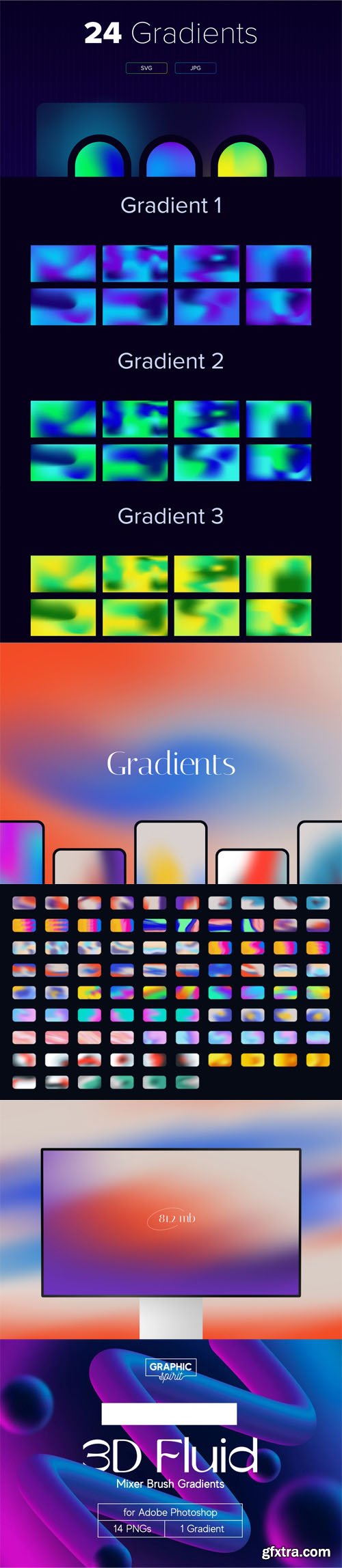 130+ Unique Gradients Collection [+3D Fluid PNG Pack]