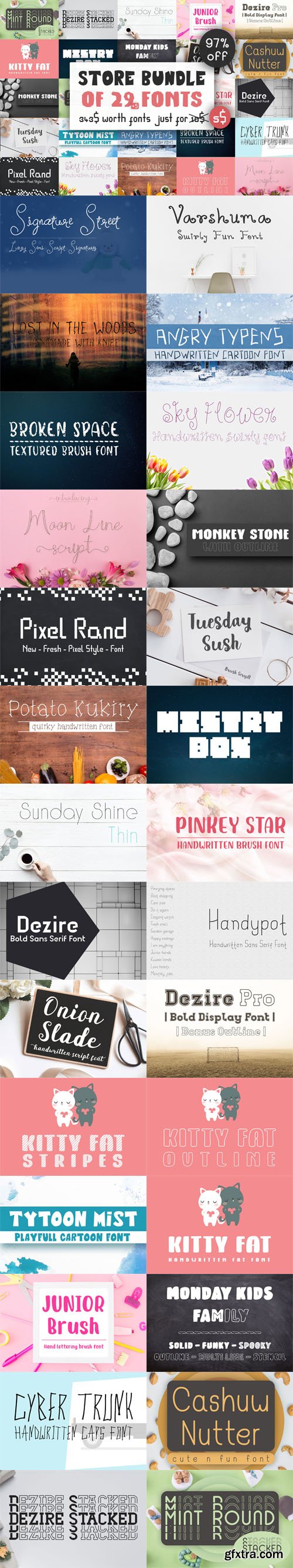 Store Bundle of 34 Premium Fonts