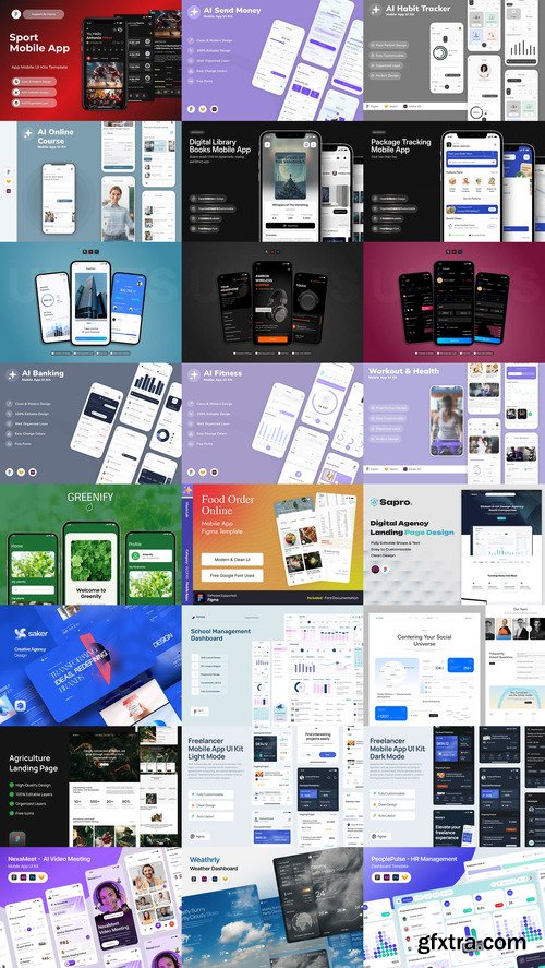 24 UX and UI Kits Templates Bundle