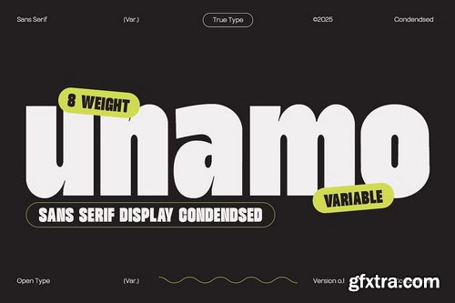 CreativeMarket - TT Unamo Sans Display Condensed - 8 Fonts