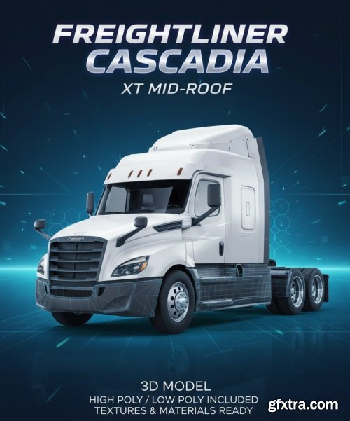 Renderhub - Freightliner Cascadia Xt Mid-roof 3d Model