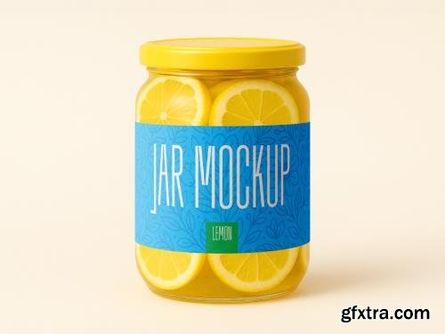 Lemon Jar Mockup Realistic Packaging Design Template with Lemon Slices 1702683703