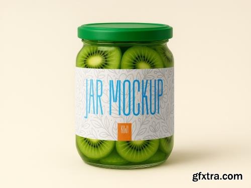 Kiwi Jar Mockup Realistic Glass Packaging Template 1702683328