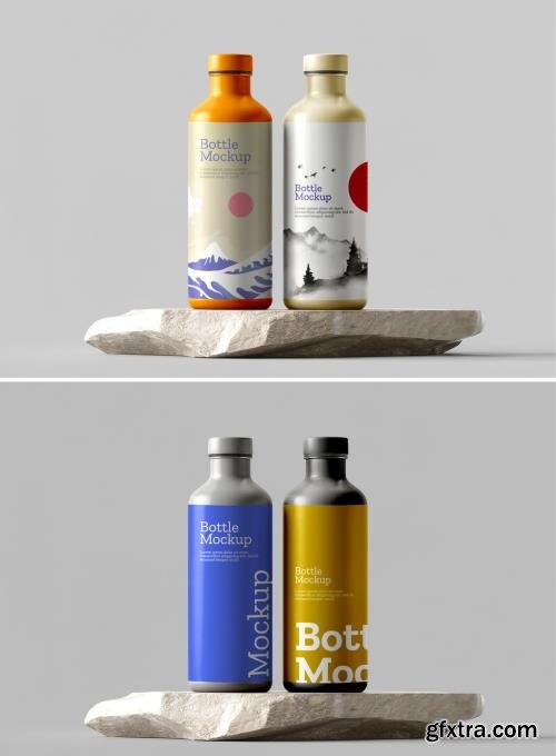 Realistic Bottle Mockup on Stone Podium 1697743796