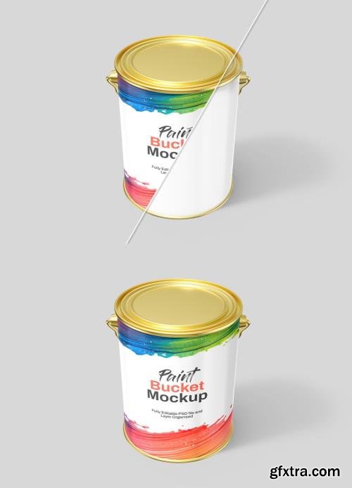 Realistic Paint Tin BacKet Mockup 1694460996
