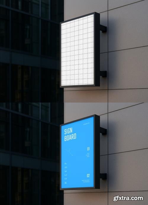 Realistic Wall Signboard Display Mockup 1682440573