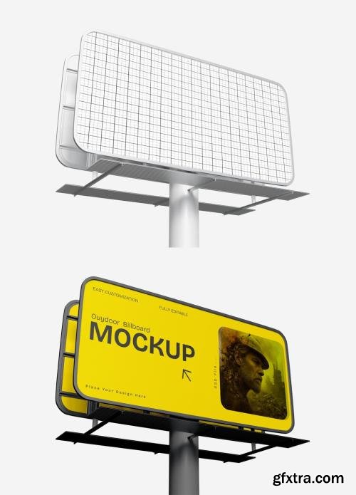 Outdoor Billboard Poster Mockup on Yellow Background 1675670328