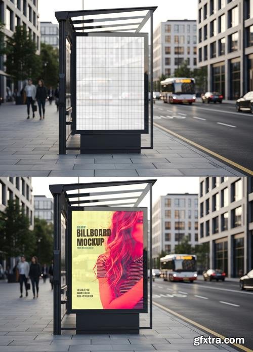 Bus Stop LightBox Billboard Mockup with Generative AI 1678430452