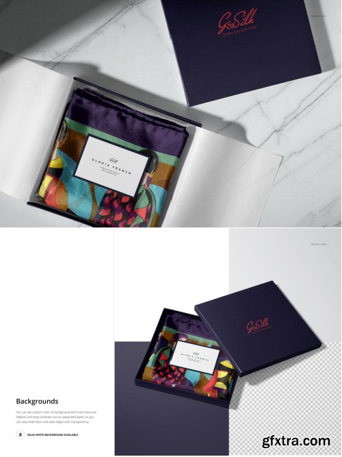 Creatsy - Habotai Silk Scarf with Box Mockup Set - 1128390997