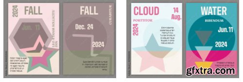 Flyer A4 Template With Simple Overlapping Geometrical Shapes Flat Color 26xAI