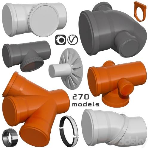'3dsky Pro - Counstraction designer water supply sewerage pipes fittings clamps crosspieces couplings'