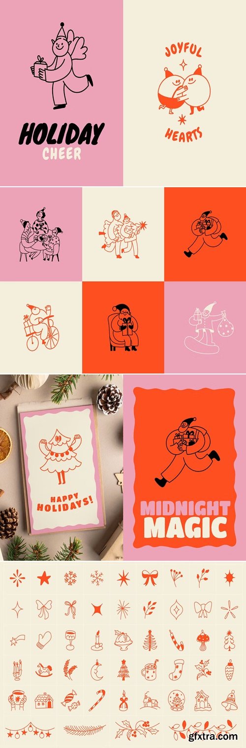 Christmas Doodles Vector Graphics