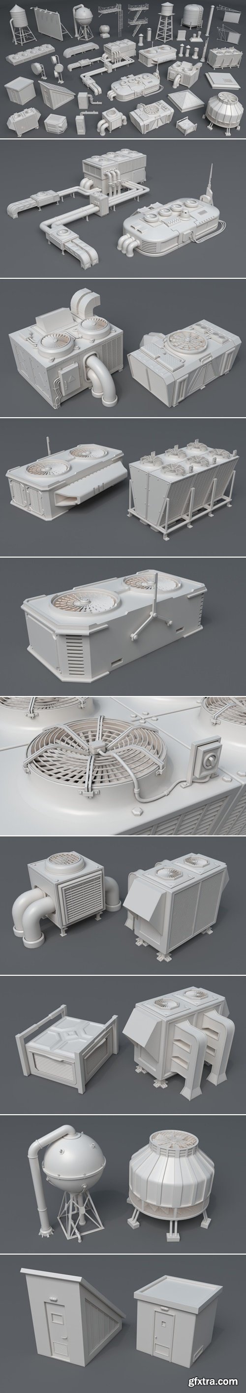 Artstation - Building Roof Collection 3 - 40 Pieces