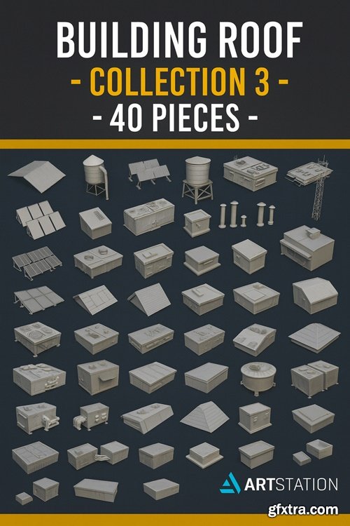 Artstation - Building Roof Collection 3 - 40 Pieces