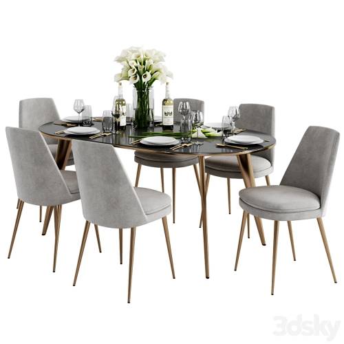 '3dsky Pro - West Elm Finley Dining Chair & Arden Dining Table'