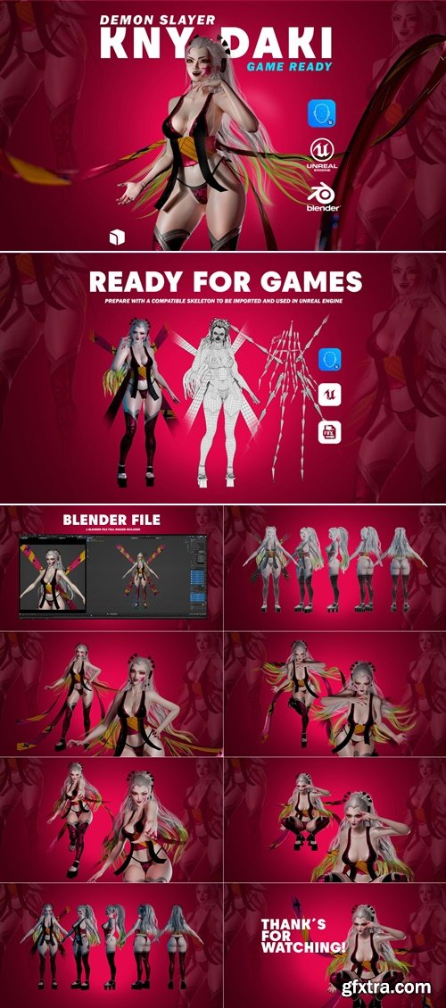 Cgtrader - Daki - Kimetsu No Yaiba - UE5 - Blender 3D Model