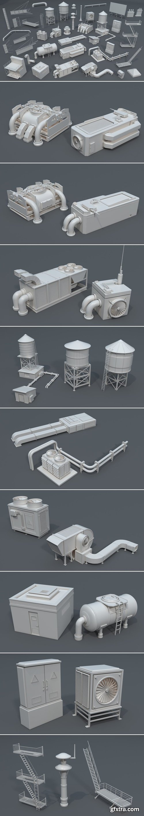 Artstation - Building Roof Collection 2 - 40 Pieces