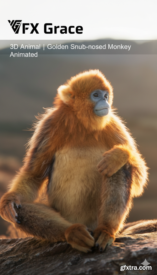 VFXGrace - 3D Animal | Golden Snub-nosed Monkey Animated