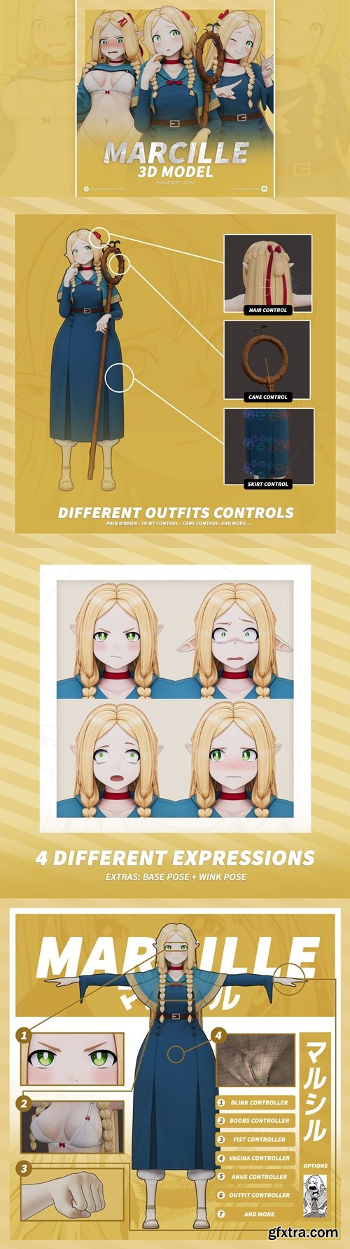 Patreon - Marcille Model (T pose + Outfit Variations + NSFW Options)