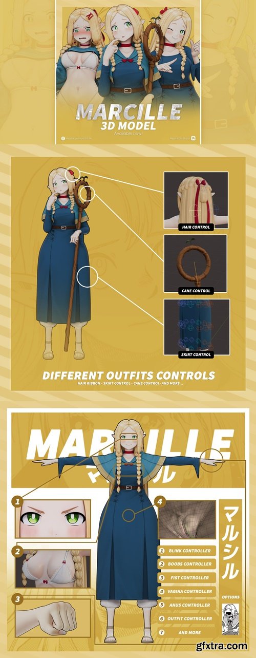 Patreon - Marcille Model (T pose + Outfit Variations + NSFW Options)