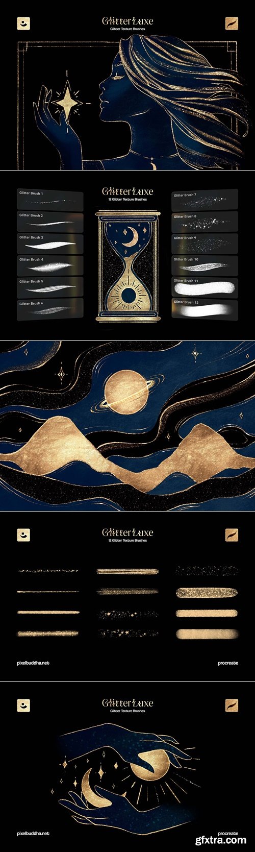 CreativeMarket - Glitter Texture Procreate Brushes 291235937