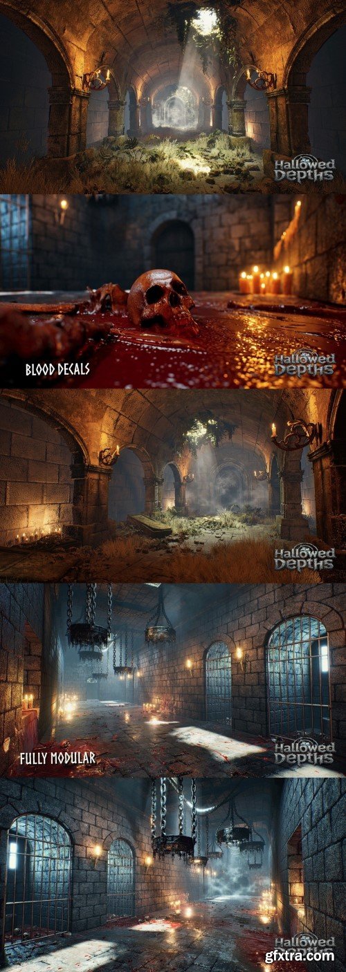 Unreal Engine - Modular Dungeon (Gothic Dungeon, Medieval Dungeon, Fantasy Dungeon, Dungeon)