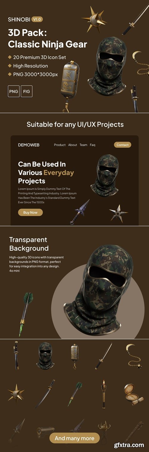 Shinobi 3D Pack: Classic Ninja Gear