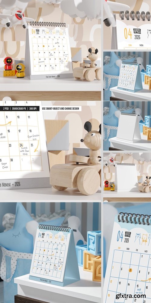 MockupCloud - Spiral Desk Calendar Planner Mockup