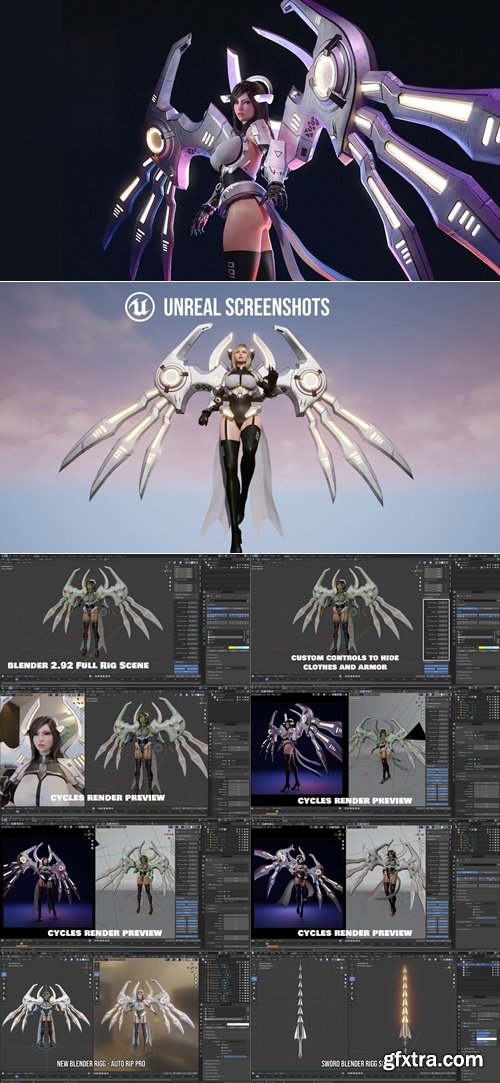 Cgtrader - Cyborg Female - Game Ready 3D