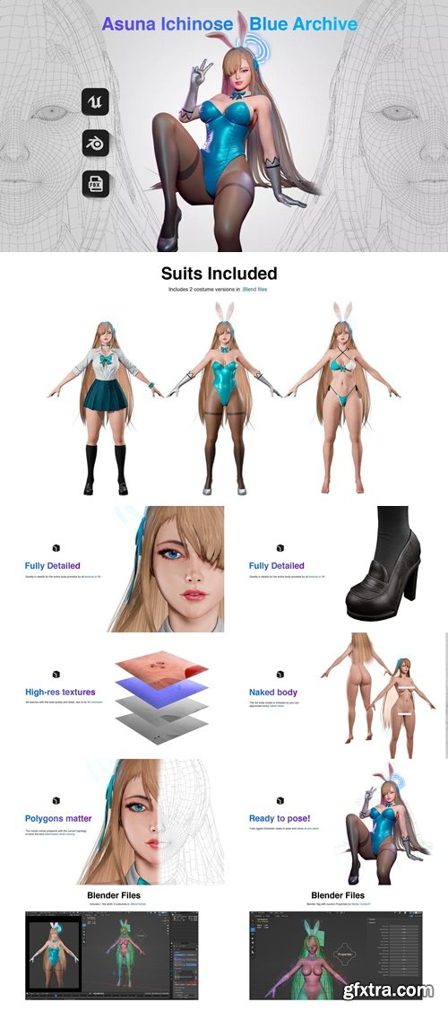 Cgtrader - Asuna Ichinose - Game Ready 3D model