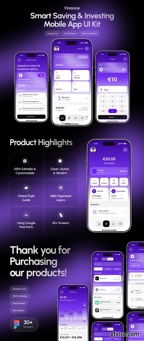 Finance : Smart Saving & Investing Mobile App UI Kit