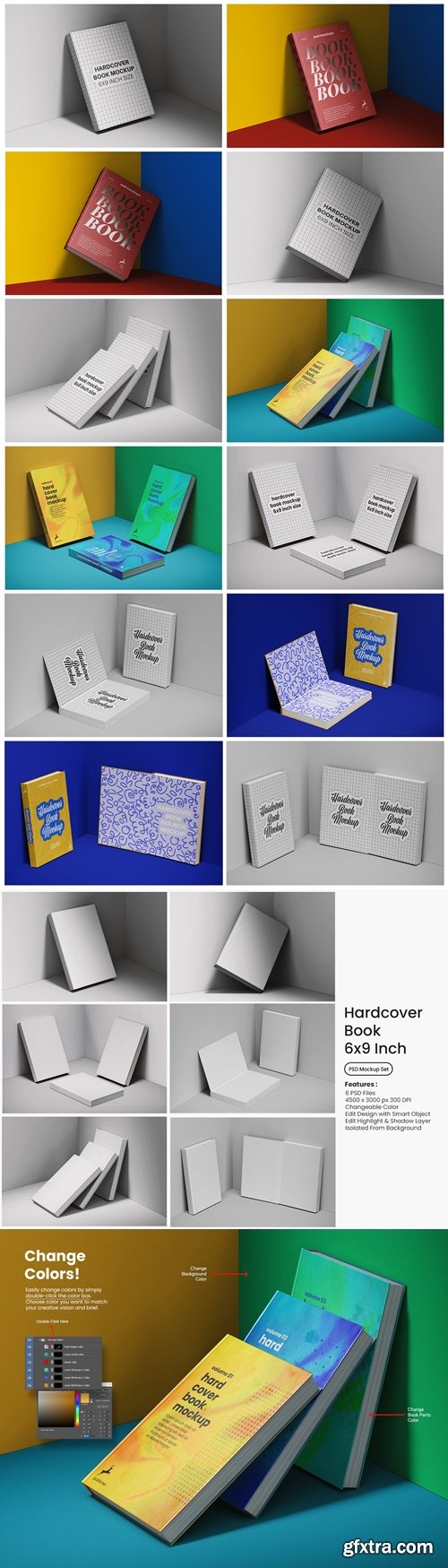 Hardcover Book 6x9 Inch Size Mockups