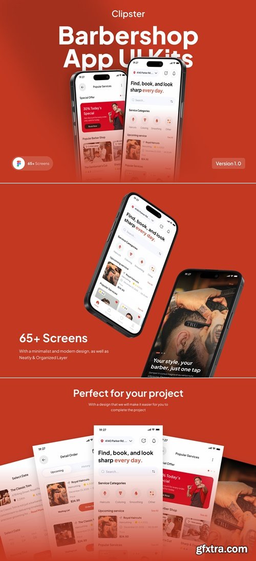Clipster - Barbershop App UI Kits