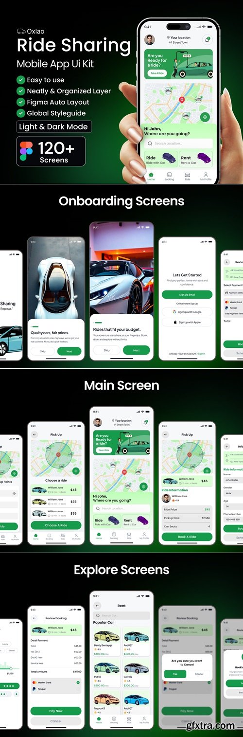 Oxlao Ride Sharing App UI Kit