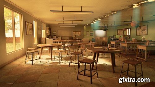 Unreal Engine - Retro Modern Classroom Interior Environment