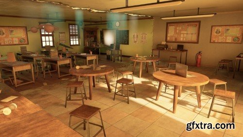 Unreal Engine - Retro Modern Classroom Interior Environment