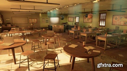 Unreal Engine - Retro Modern Classroom Interior Environment