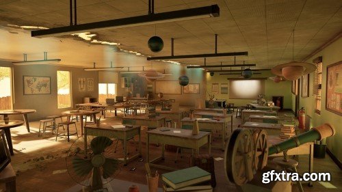 Unreal Engine - Retro Modern Classroom Interior Environment