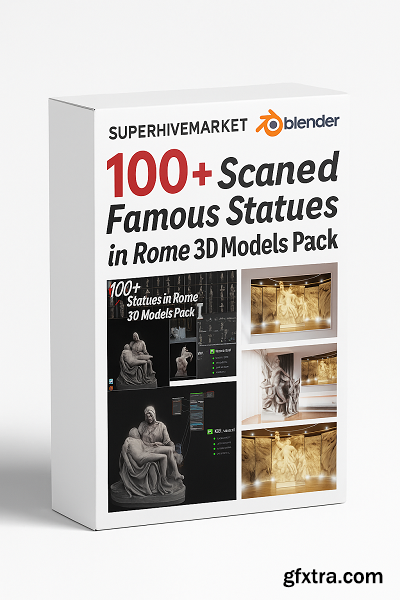 SuperhiveMarket - 100+ Scaned Famous Statues in Rome 3D Models Pack