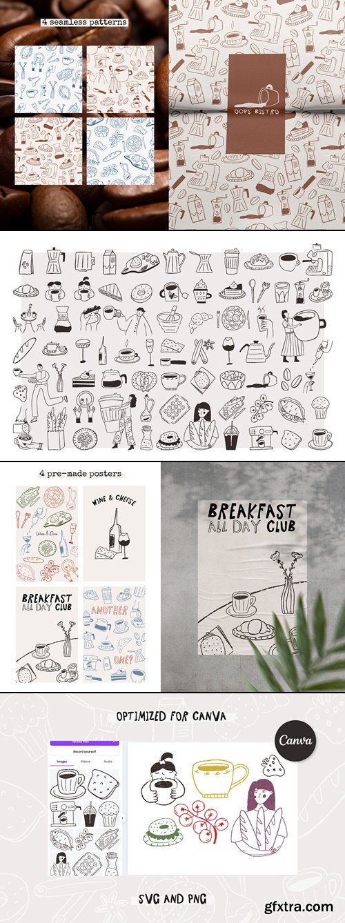 CreativeMarket - Bistro vector illustrations 291177168
